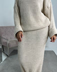 Ivy Beige Knitted Skirt Two Piece Set