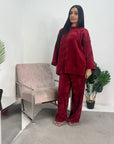 Lia Wine Ribbed Velvet Soft Premium Co ord