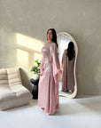 Grecia Pink Metallic Adjustable Tie Kaftan Dress