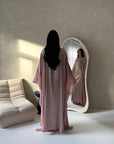 Grecia Pink Metallic Adjustable Tie Kaftan Dress