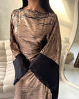 Grecia Copper Metallic Adjustable Tie Kaftan Dress