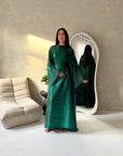 Grecia Emerald Green Metallic Adjustable Tie Kaftan Dress