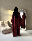 Grecia Wine Metallic Adjustable Tie Kaftan Dress