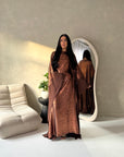 Grecia Bronze Metallic Adjustable Tie Kaftan Dress