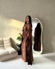 Grecia Bronze Metallic Adjustable Tie Kaftan Dress