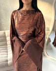 Grecia Bronze Metallic Adjustable Tie Kaftan Dress