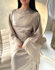 Grecia Gold Metallic Adjustable Tie Kaftan Dress