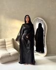 Grecia Black Metallic Adjustable Tie Kaftan Dress