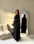 Grecia Black Metallic Adjustable Tie Kaftan Dress
