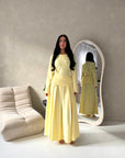 Raia Yellow Pearl Detail Modest Skirt Co Ord