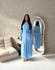 Ines Blue Soft Waist Ruched Lined Modest Dress