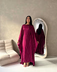 Isani Wine Diamante Swirl Modest Kaftan Dress