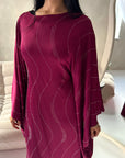 Isani Wine Diamante Swirl Modest Kaftan Dress