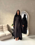 Isani Black Diamante Swirl Modest Kaftan Dress