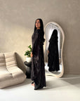 Isani Black Diamante Swirl Modest Kaftan Dress