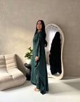 Isani Emerald Green Diamante Swirl Modest Kaftan Dress