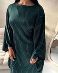 Isani Emerald Green Diamante Swirl Modest Kaftan Dress