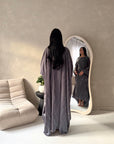 Isani Charcoal Diamante Swirl Modest Kaftan Dress
