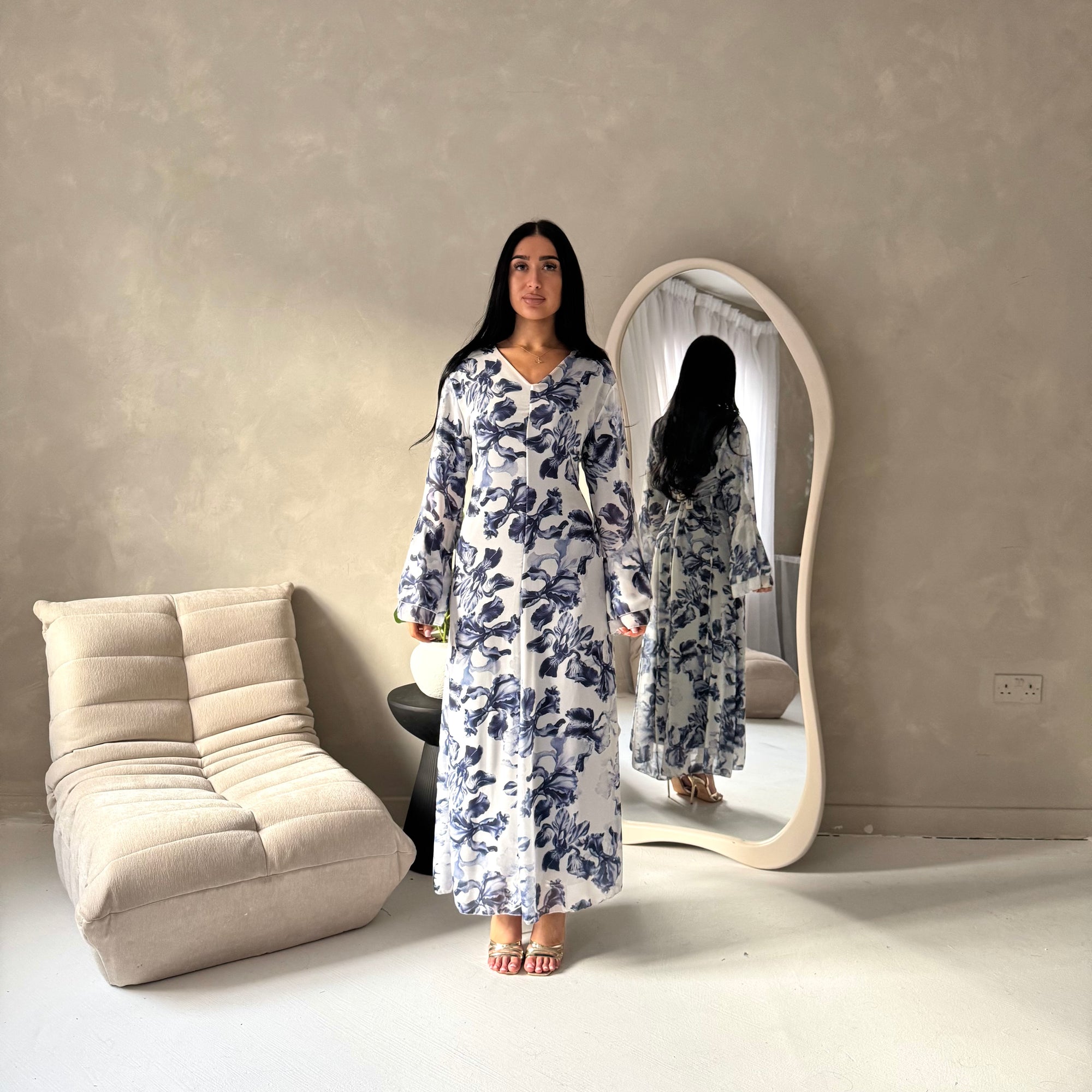 Kara Royal Blue Floral Premium Lined Chiffon Summer Dress House Of Haniya Kara Royal Blue Floral Premium Lined Chiffon Summer Dress House Of Haniya