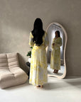 Kara Yellow Floral Premium Lined Chiffon Summer Dress