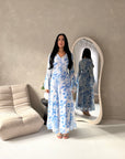 Kara Pastel Blue Floral Premium Lined Chiffon Summer Dress