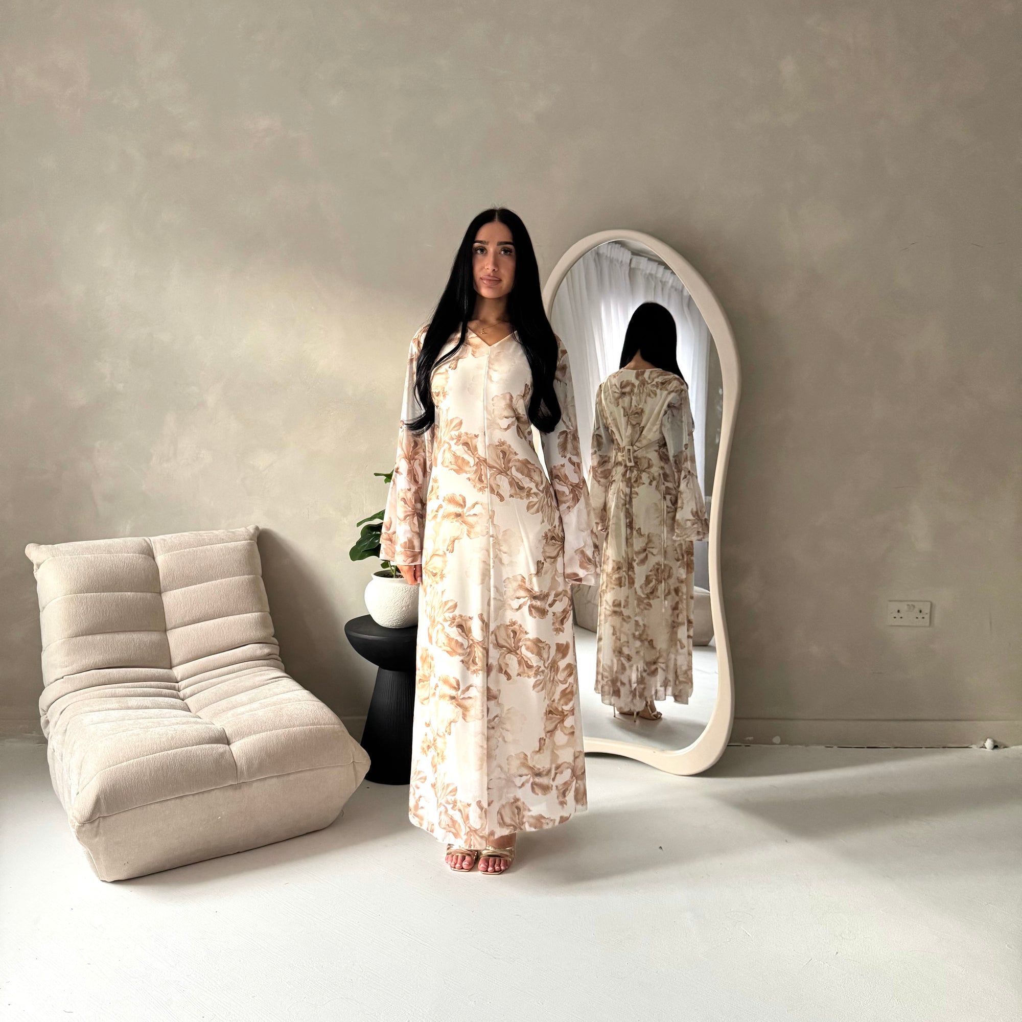 lined chiffon dress Lennox Crepe + Chiffon Dress