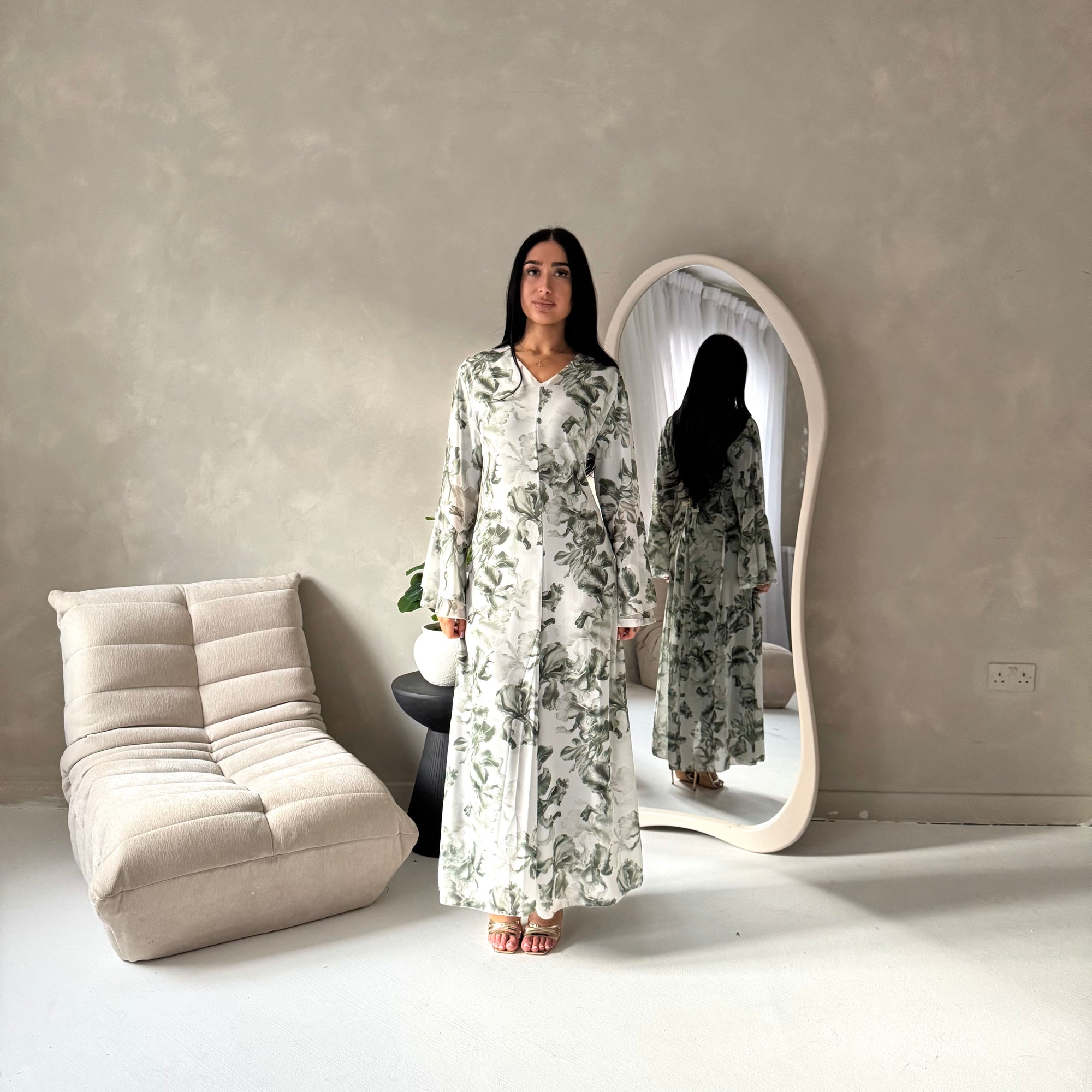 lined chiffon dress Rivena Rosette Chiffon Drape Maxi Dress Oyster