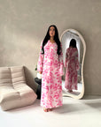 Kara Pink Floral Premium Lined Chiffon Summer Dress