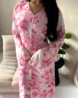 Kara Pink Floral Premium Lined Chiffon Summer Dress