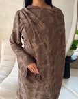 Yasna Brown Floral Side Drape Tie Back Dress
