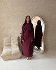 Sherin Wine Pearl Detail Modest Dress
