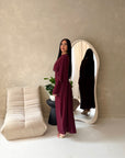 Sherin Wine Pearl Detail Modest Dress