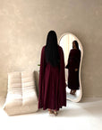 Sherin Wine Pearl Detail Modest Dress