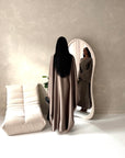Sala Mocha Lace Detail V Neck Modest Kaftan Dress