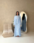 Amara Blue Lace Detail Two Peice Co Ord Abaya Set