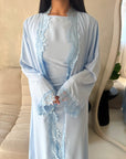 Amara Blue Lace Detail Two Peice Co Ord Abaya Set