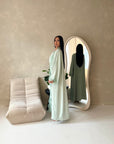 Amara Mint Lace Detail Two Peice Co Ord Abaya Set