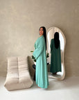 Amara Aqua Blue Lace Detail Two Peice Co Ord Abaya Set