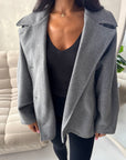 Melia Dark Grey Collar Batwing Pocket Jacket