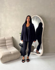 Melia Navy Collar Batwing Pocket Jacket