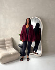 Melia Wine Collar Batwing Pocket Jacket