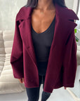 Melia Wine Collar Batwing Pocket Jacket