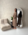 Khina Mocha Balloon Sleeve Knitted Cardigan