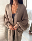 Khina Mocha Balloon Sleeve Knitted Cardigan