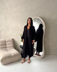 Khina Black Balloon Sleeve Knitted Cardigan