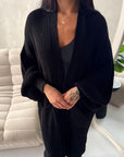 Khina Black Balloon Sleeve Knitted Cardigan