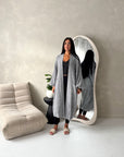 Khina Grey Balloon Sleeve Knitted Cardigan