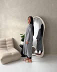Khina Grey Balloon Sleeve Knitted Cardigan