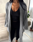 Khina Grey Balloon Sleeve Knitted Cardigan