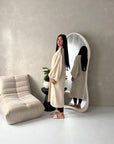 Khina Beige Balloon Sleeve Knitted Cardigan